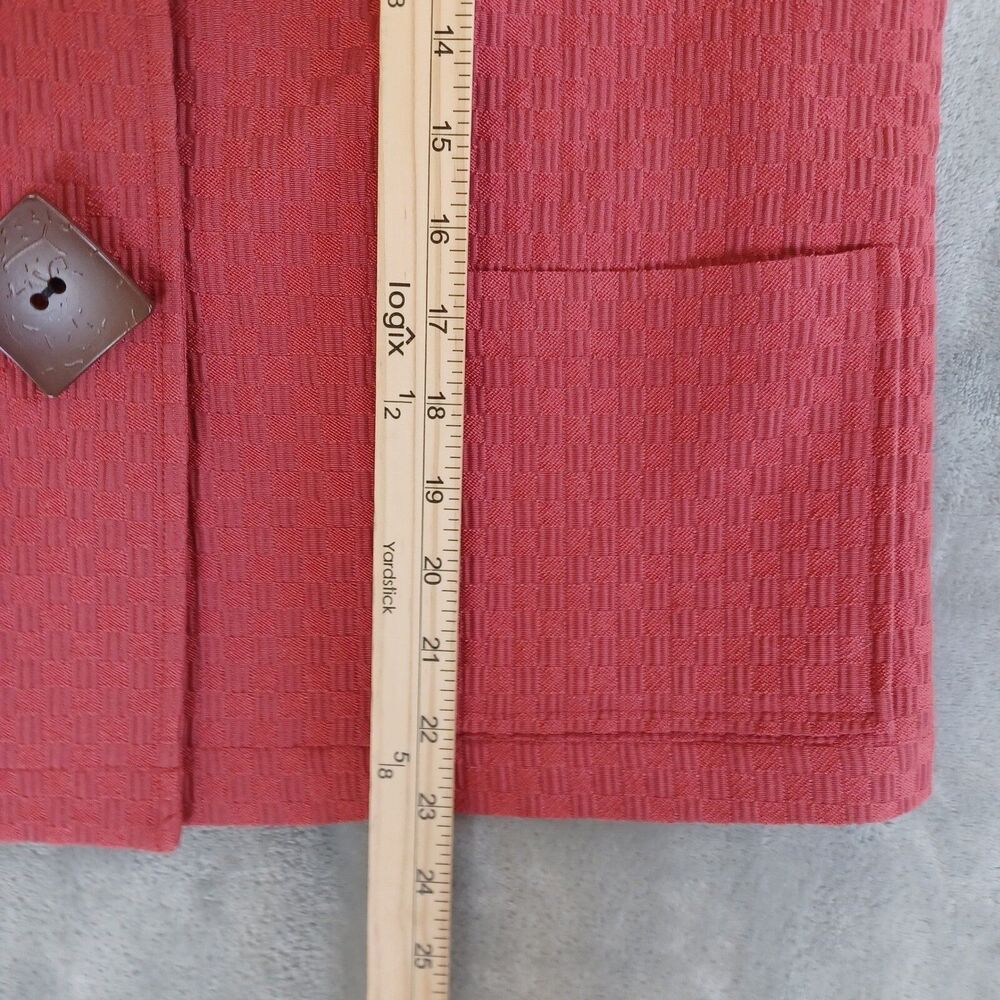 Chicos Sz 1/ M Artsy Boxy Topper Jacket Blazer Casual Relaxed Textured Coral Red - Picture 5 of 9